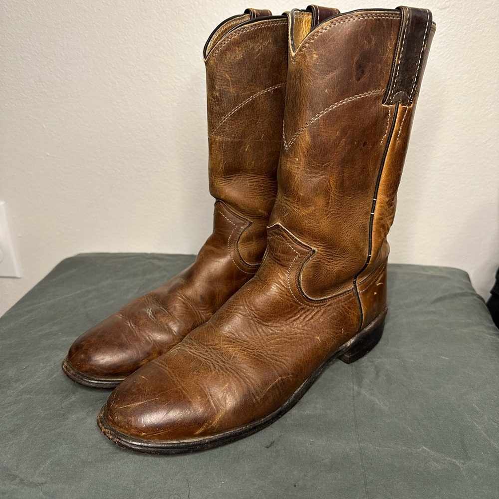 Justin Boots Roper Brown Leather Heeled Boots sz 7